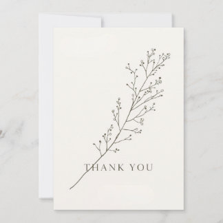 Invitation Minimalist Thank-You Card with Line Art Floral