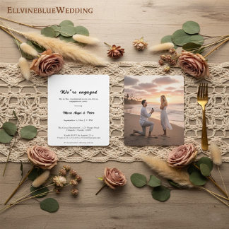 Invitation Minimalist Typography Engagement Card with Photo