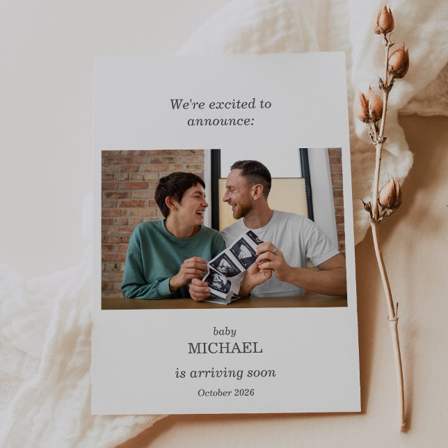 Invitation Minimalist Ultrasound Pregnancy Announcement Card (Créateur téléchargé)