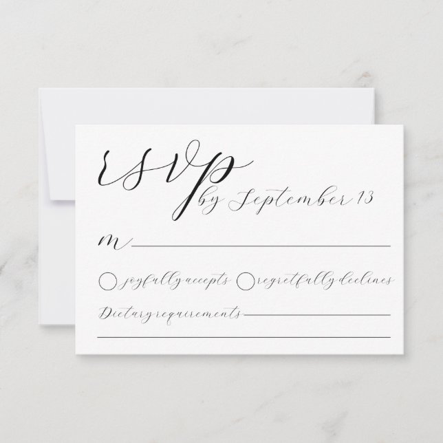 Invitation Minimalist Wedding RSVP Card | Simple Black &White (Devant)
