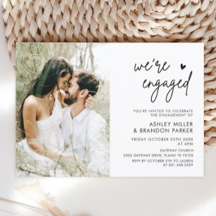 Invitation Minimalist We're Engaged Photo Engagement Party