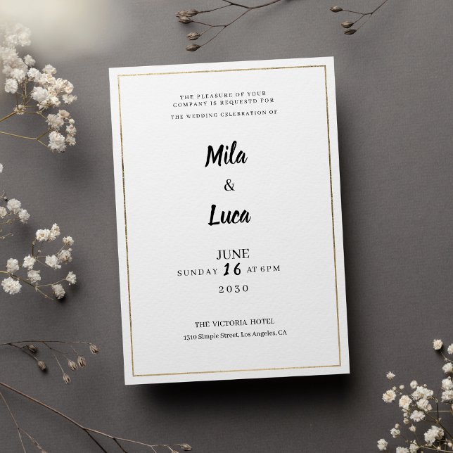Invitation Minimalist white and gold typography Wedding (Minimalist white and gold typography Wedding )