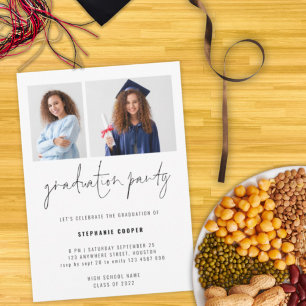 Invitation Minimaliste 2 Script photo 2022 Graduation Party