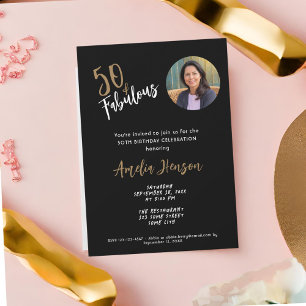 Invitation Minimaliste 50 ans et Fabuleux Photo 50e Anniversa