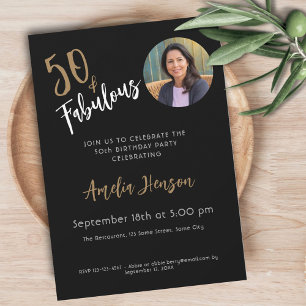 Invitation Minimaliste 50 ans et Fabuleux Photo 50e Anniversa