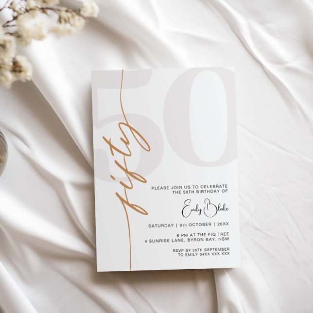 Invitation minimaliste 50ème anniversaire de fête (Créateur téléchargé)