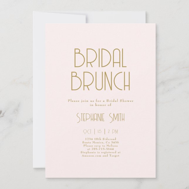 Invitation minimaliste à Brunch nuptial (Devant)