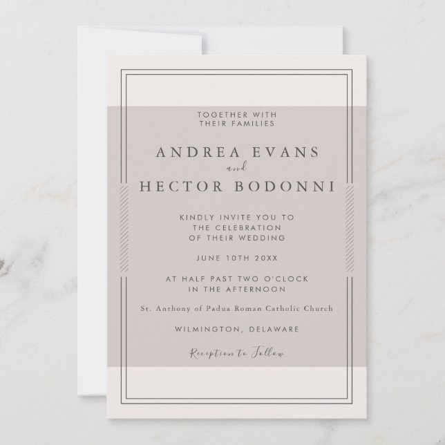 Invitation minimaliste à désherber moderne | Taupe (Devant)