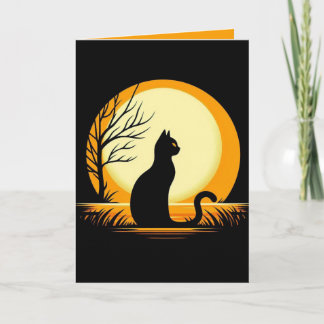 Invitation minimaliste à Halloween Chat Noir
