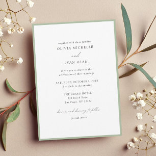 Invitation minimaliste à la frontière verte noire