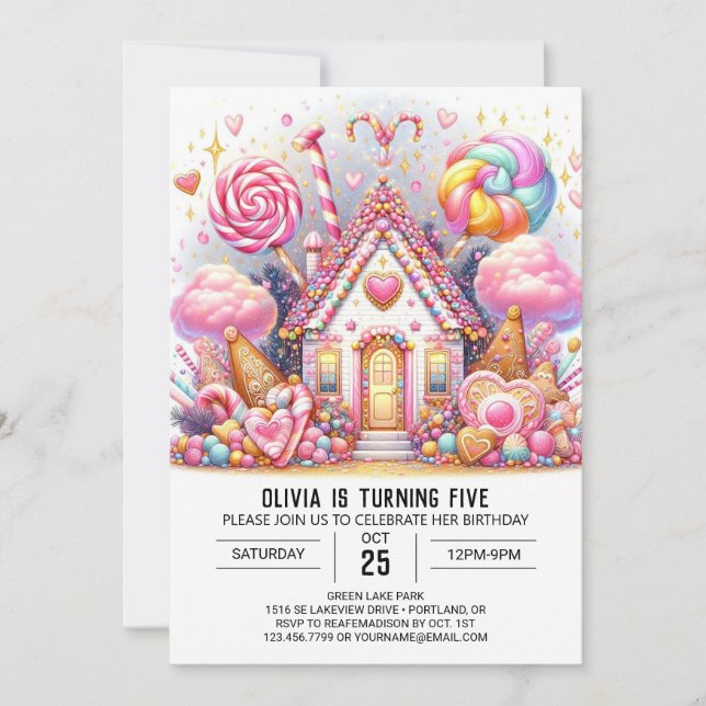 Invitation Minimaliste adorable Candyland Digital Anniversair (Devant)