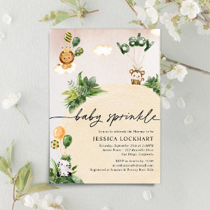 Invitation Minimaliste Amusement Jungle Safari Girl Baby Spri