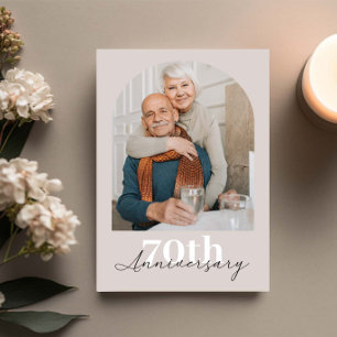 Invitation Minimaliste Arche Beige 70e anniversaire de mariag