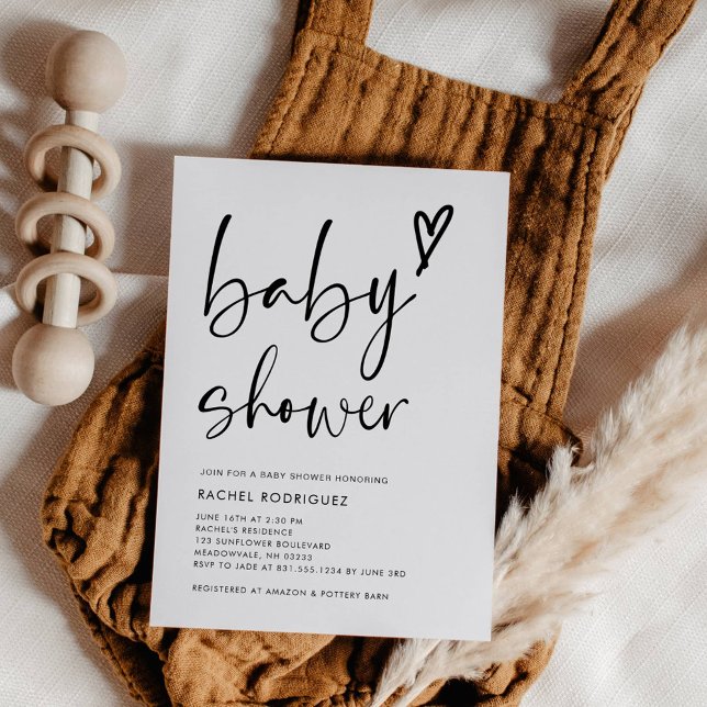 Invitation minimaliste au Baby shower Boho moderne (Créateur téléchargé)
