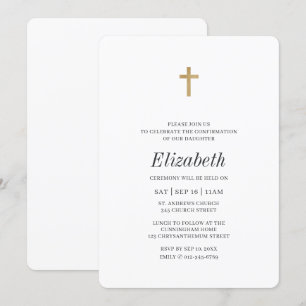 Invitation Minimaliste avec confirmation de la Croix d'Or de