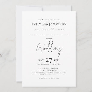 Invitation Minimaliste avec espace pour le Mariage QR de nom
