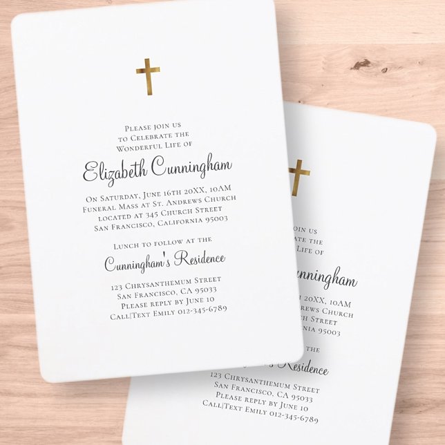 Invitation Minimaliste avec Faux Gold Cross (Créateur téléchargé)