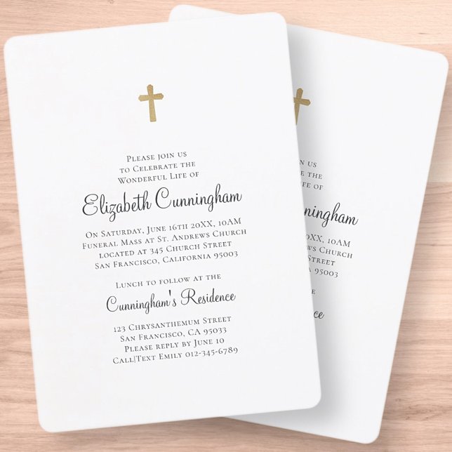 Invitation Minimaliste avec Faux Gold Cross (Créateur téléchargé)