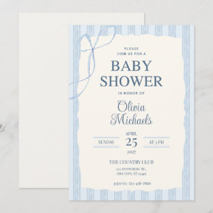 Invitation Minimaliste Baby Shower Arc-en-Ciel Ble