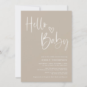 Invitation minimaliste Baby shower blanc beige