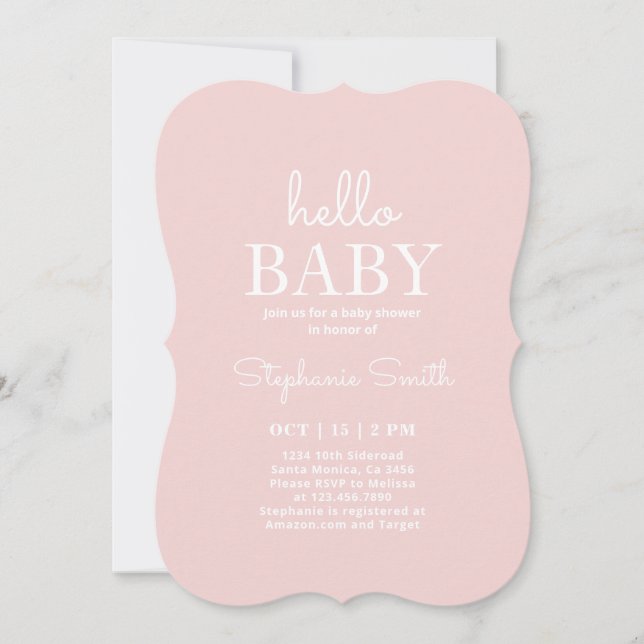 Invitation minimaliste Baby shower fille (Devant)