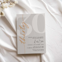 Invitation minimaliste Beige 30e anniversaire de f