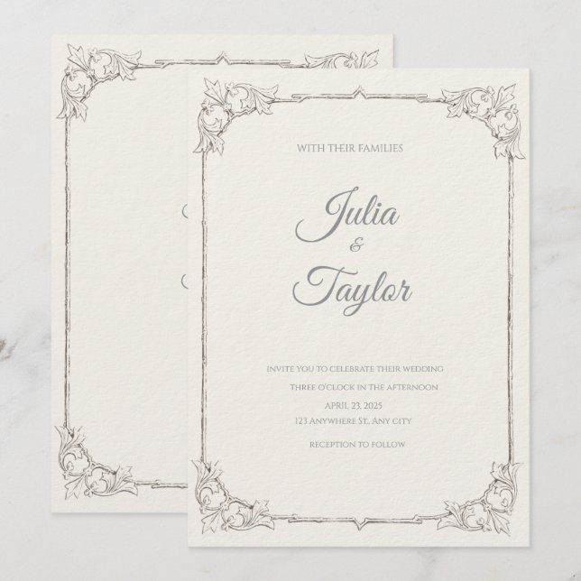 Invitation Minimaliste Beige Clair (Devant / Derrière)