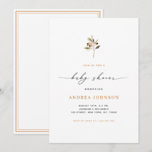 Invitation Minimaliste Berries d'automne thème Baby shower