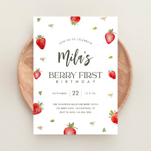 Invitation minimaliste Berry premier anniversaire