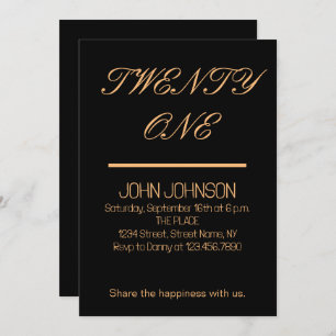 Invitation Minimaliste Black And Gold 21e annivers