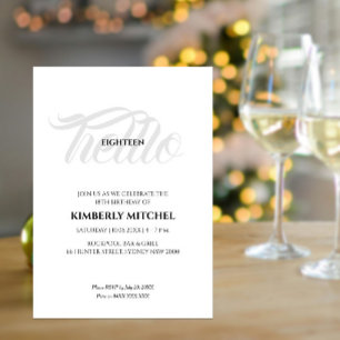 Invitation minimaliste Black White 18e anniversair