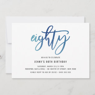 Invitation Minimaliste Blue Foil 80e anniversaire