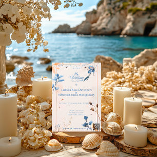 Invitation Minimaliste Bohême Dusty Bleu et Mariage en cuivre