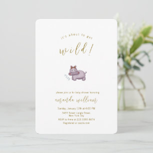 Invitation Minimaliste Bohème Sauvage Safari Hippopotame Baby