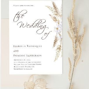 Invitation Minimaliste Boho Aquarelle Pampas Mariage Grass