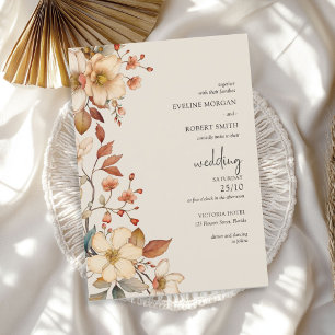 Invitation Minimaliste Boho Arch Terracotta Fleurs sauvages d