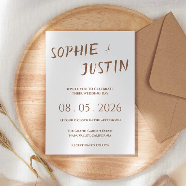 Invitation Minimaliste Boho Élégant Écriture Mariage (Créateur téléchargé)