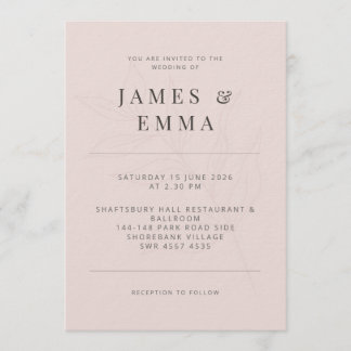 Invitation Minimaliste Botanique | Douceur Rose