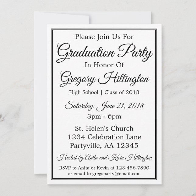 Invitation Minimaliste Casquette Grad Graduation P (Dos)
