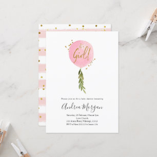 Invitation Minimaliste C'est un baby shower de ballon rose fi