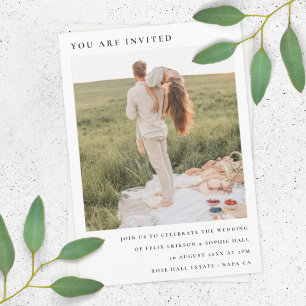 Invitation Minimaliste chic Moderne Mariage photo simple