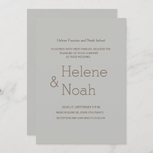 Invitation minimaliste chic or gris moderne simple mariage