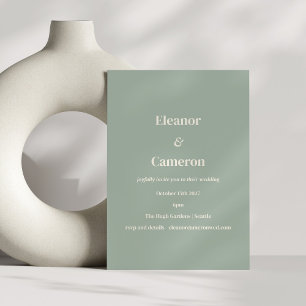 Invitation Minimaliste classique Dusty Sage Vert Mariage Déco
