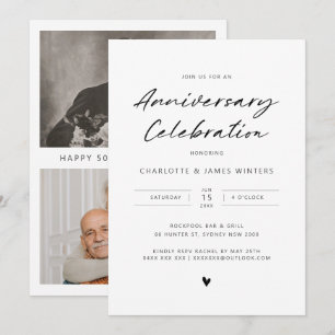 Invitation Minimaliste cœur d'amour anniversaire 