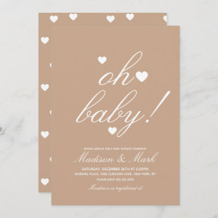 Invitation Minimaliste Coeurs flottants Baby shower Earthy In