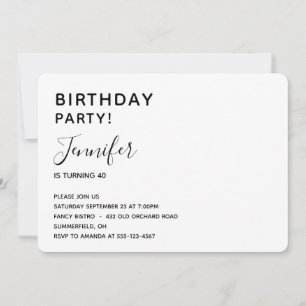 Invitation minimaliste d'anniversaire