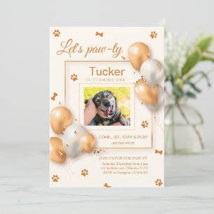 Invitation minimaliste d'anniversaire chien