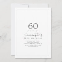 Invitation minimaliste d'argent 60e anniversaire