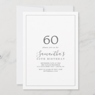 Invitation minimaliste d'argent 60e anniversaire