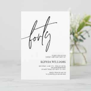 Invitation minimaliste de 40e anniversaire